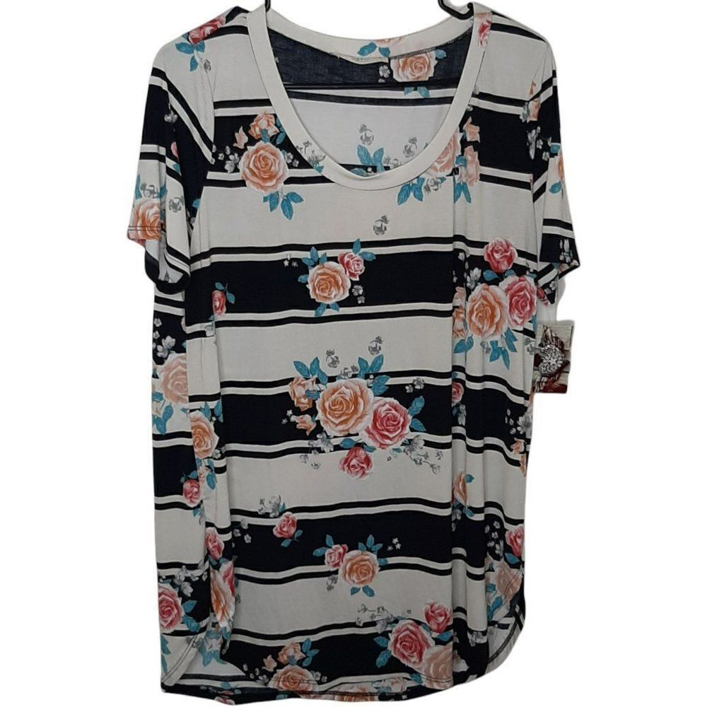 A.Gain Made in USA Striped Floral Top sz 2XL NWT